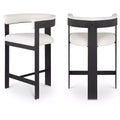 Meridian Furniture,Romeo Cream Vegan Leather Counter Stool, Set of 2