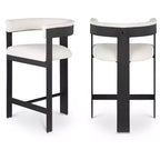 Meridian Furniture,Romeo Cream Vegan Leather Counter Stool, Set of 2