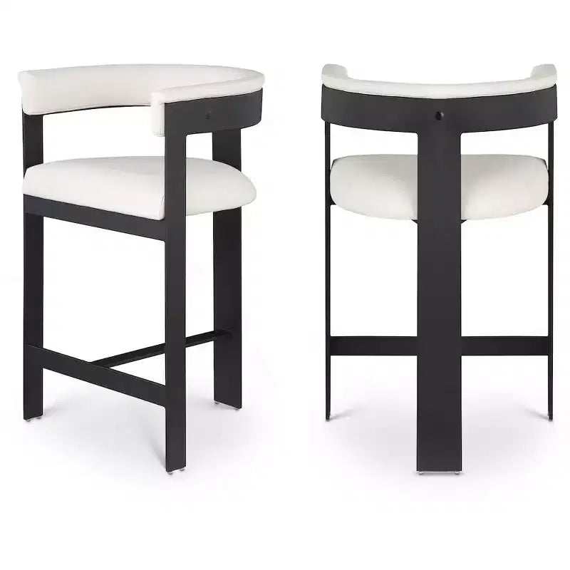 Meridian Furniture,Romeo Cream Vegan Leather Counter Stool, Set of 2