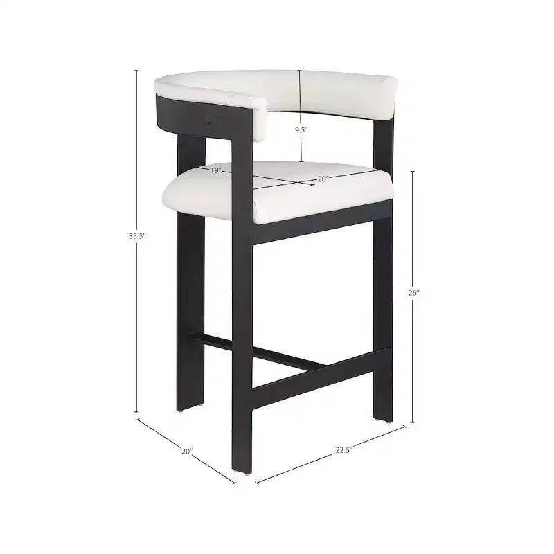 Meridian Furniture, Tabouret de comptoir Romeo en cuir végétalien crème, lot de 2