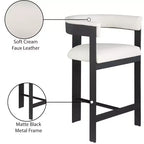 Meridian Furniture, Tabouret de comptoir Romeo en cuir végétalien crème, lot de 2