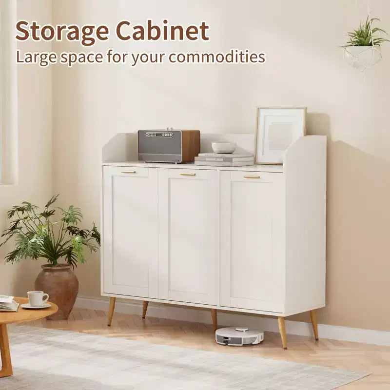 Meuble de rangement pour chaussures VECELO à 3 niveaux avec 2 étagères réglables, meuble d'appoint avec organisateur latéral et crochets muraux pour l'entrée, blanc