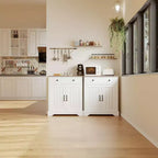Meuble de buffet de 75 cm avec étagères réglables, armoire de bar à café polyvalente en bois blanc avec portes pour le rangement de la salle à manger et le garde-manger de la cuisine
