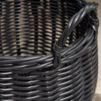 Panier de rangement multi-usage Zita rond en résine tressée avec poignées - 18 x 18 x 15,7 - Blanc-gris - Pour serviettes