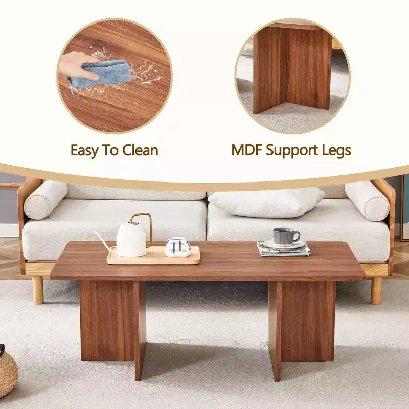 Table basse Okak, table d'appoint multi-surfaces en MDF pour salon, chambre et bureau, finition résistante aux rayures