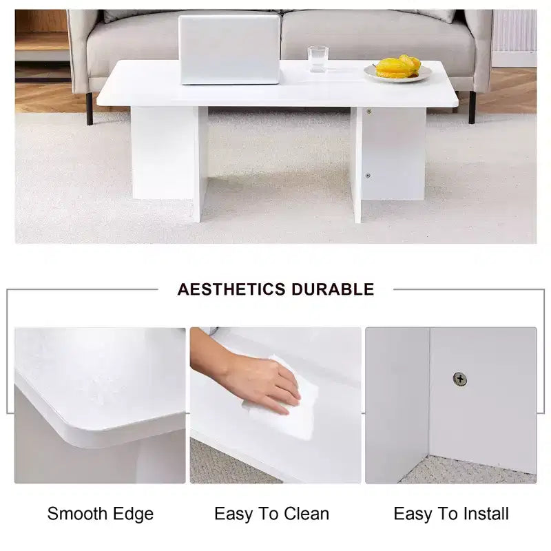 Table basse Okak, table d'appoint multi-surfaces en MDF pour salon, chambre et bureau, finition résistante aux rayures