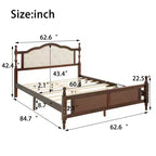 Lit en bois de pin MATEERTY Queen avec pied de lit à panneaux, deux pieds de support de longeron de lit et pieds de support de plateforme centrale, marron