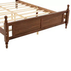 Lit en bois de pin MATEERTY Queen avec pied de lit à panneaux, deux pieds de support de longeron de lit et pieds de support de plateforme centrale, marron