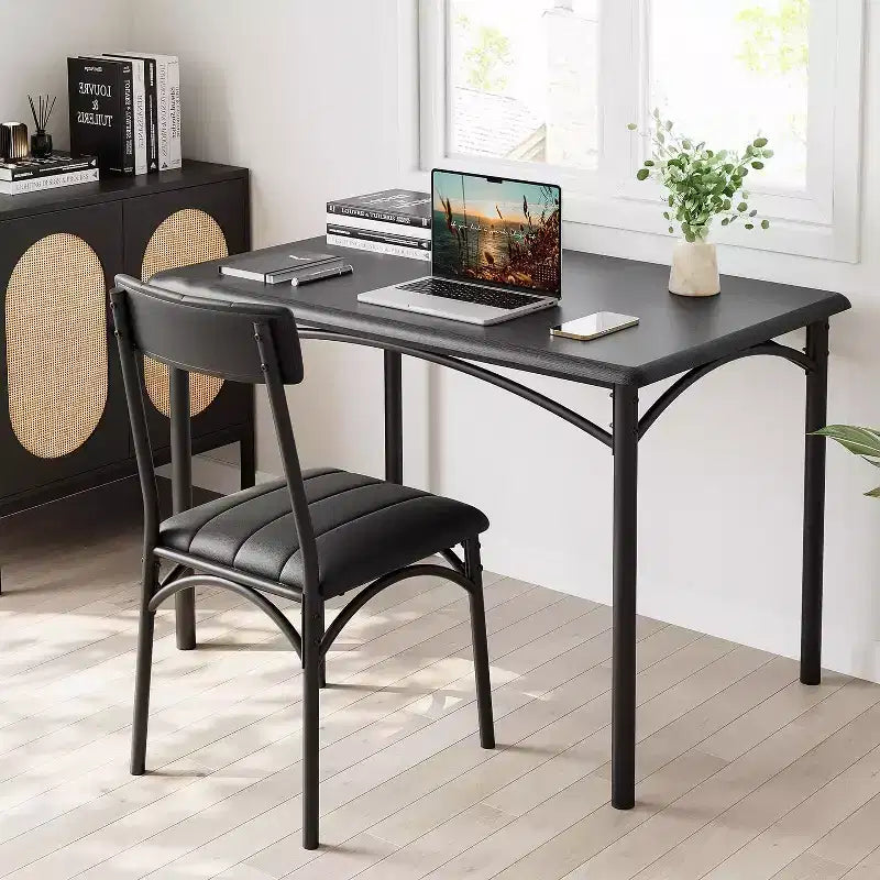 Ensemble table de cuisine rectangulaire 5 pièces GustoWave, avec chaises rembourrées