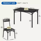 Ensemble table de cuisine rectangulaire 5 pièces GustoWave, avec chaises rembourrées
