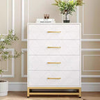 Commode de chambre à 4 tiroirs, commode moderne, avec tiroirs larges et poignées métalliques, commode en bois, noire
