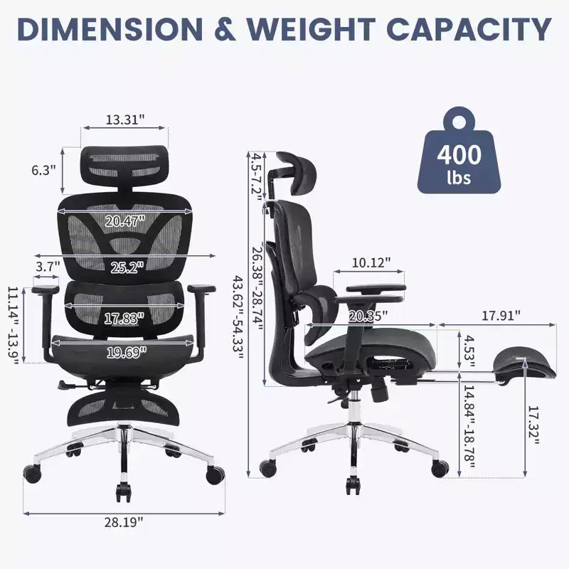 Chaise de bureau ergonomique, chaise de bureau ergonomique à dossier haut avec support lombaire réglable, chaise de bureau à domicile en maille, chaise de jeu avec repose-pieds