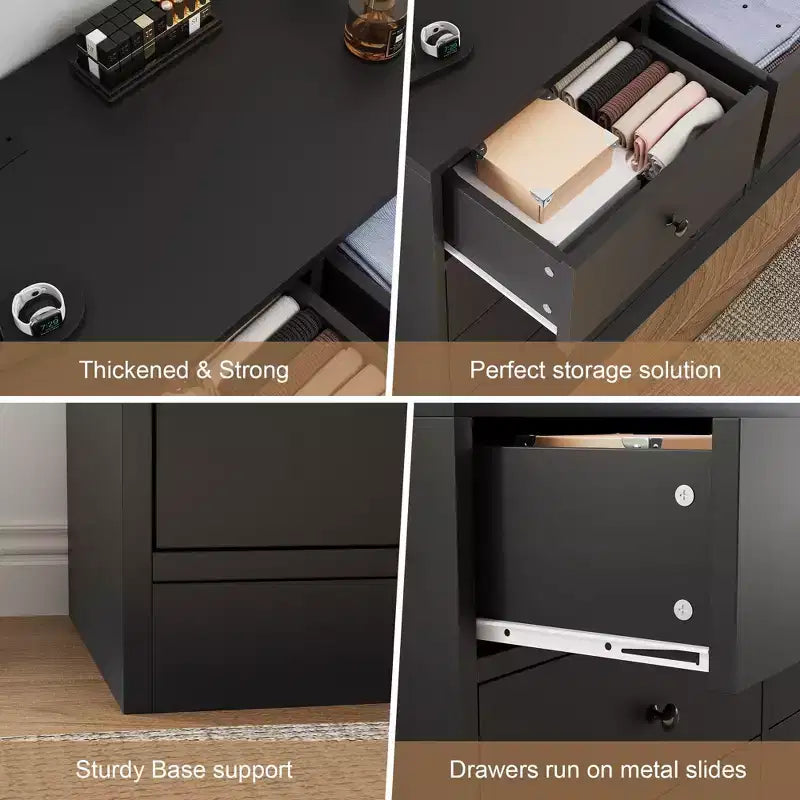 Commode à 12 tiroirs pour chambre à coucher avec prise électrique, meuble de rangement en bois de 155 cm pour chambre à coucher, dressing ou salon