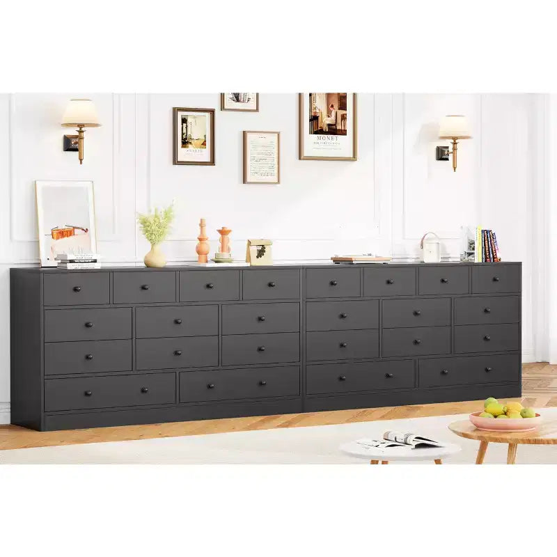 Commode à 12 tiroirs pour chambre à coucher avec prise électrique, meuble de rangement en bois de 155 cm pour chambre à coucher, dressing ou salon