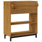 vidaXL Table de Bar Rectangulaire FLAM 92x45x110 cm, Table Haute de Bar en Bois de Pin Massif Marron avec Rangement, Plateau Robuste, Finition Chêne