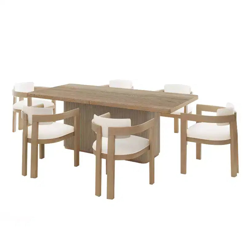 Ensemble de salle à manger 7 pièces Irelia Farmhouse Christopher Knight Home avec chaises rembourrées en bois d'hévéa
