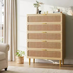Commode 5 tiroirs pour chambre à coucher, commode haute avec tiroirs profonds, grande commode pour placard avec plateau large