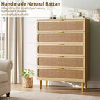 Commode 5 tiroirs pour chambre à coucher, commode haute avec tiroirs profonds, grande commode pour placard avec plateau large