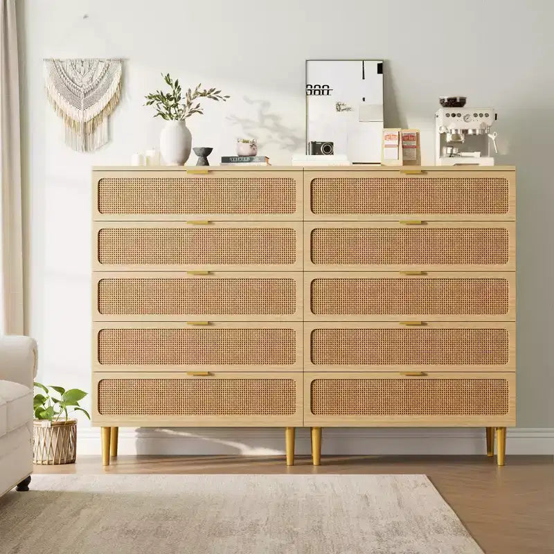 Commode 5 tiroirs pour chambre à coucher, commode haute avec tiroirs profonds, grande commode pour placard avec plateau large