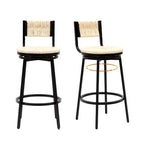 MAYEERTY Lot de 2 tabourets de bar pivotants blanc crème, avec cordes en papier tressées à la main et cadre en métal, pour comptoir de cuisine
