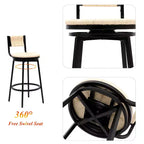 MAYEERTY Lot de 2 tabourets de bar pivotants blanc crème, avec cordes en papier tressées à la main et cadre en métal, pour comptoir de cuisine