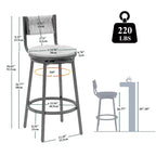 MAYEERTY Lot de 2 tabourets de bar pivotants blanc crème, avec cordes en papier tressées à la main et cadre en métal, pour comptoir de cuisine