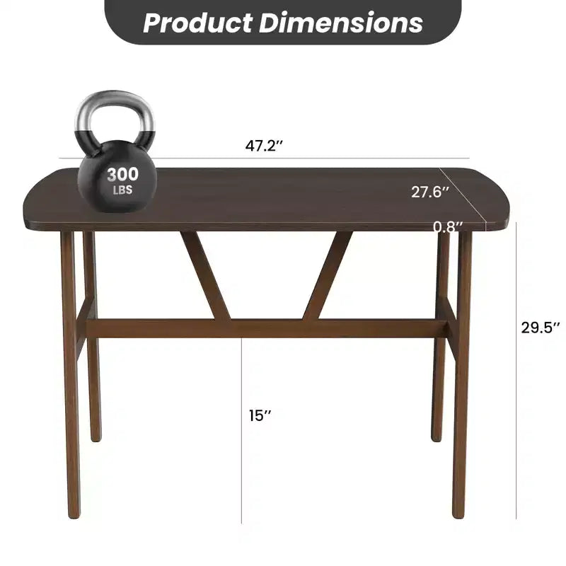 PexFix 47 Table à manger pour 4-6 personnes Table de cuisine en bois Table de dîner moderne avec cadre en métal robuste pour salle à manger Cuisine Noyer foncé