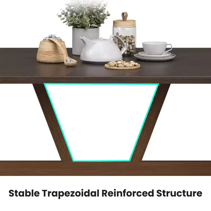 PexFix 47 Table à manger pour 4-6 personnes Table de cuisine en bois Table de dîner moderne avec cadre en métal robuste pour salle à manger Cuisine Noyer foncé
