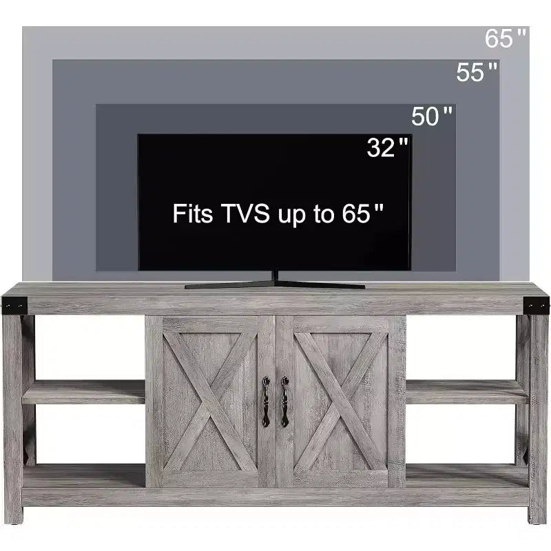 Meuble TV 60 pouces en forme de X pour téléviseurs 65 pouces - Meuble TV P2 écologique avec étagères réglables, centre de divertissement moderne pour salon et chambre