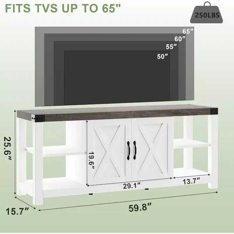 Meuble TV 60 pouces en forme de X pour téléviseurs 65 pouces - Meuble TV P2 écologique avec étagères réglables, centre de divertissement moderne pour salon et chambre