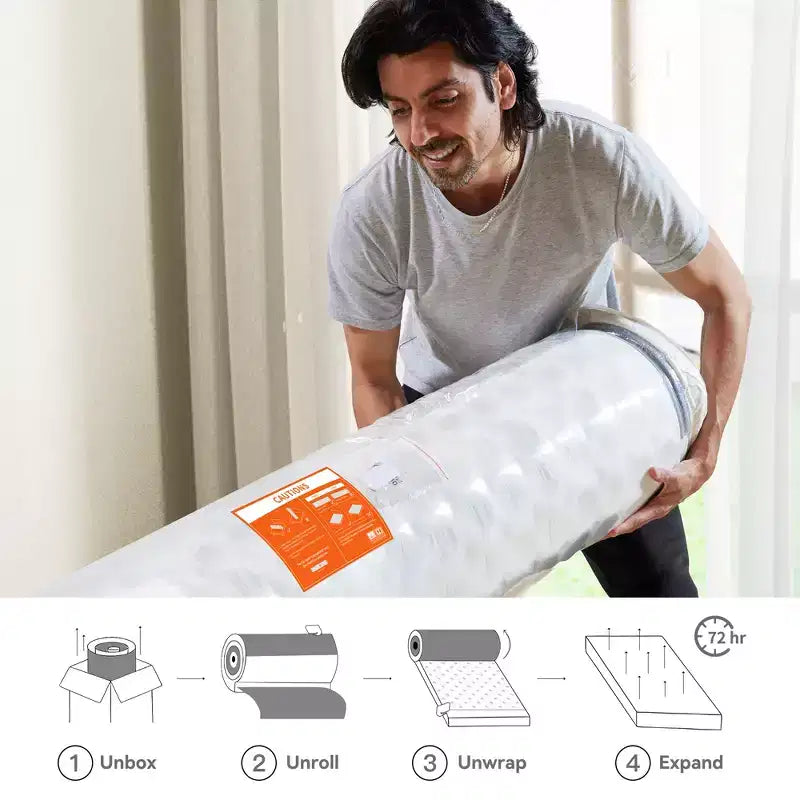 Matelas hybride Swedrea en mousse à mémoire de forme rafraîchissante, fermeté moyenne, livré compressé dans une boîte