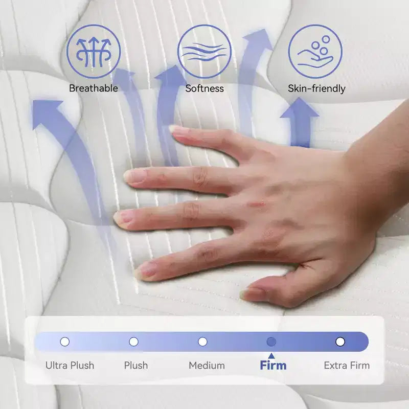 Matelas hybride Swedrea en mousse à mémoire de forme rafraîchissante, fermeté moyenne, livré compressé dans une boîte