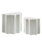 Table basse en fibre de verre lot de 2 tables d'appoint table d'appoint table basse de salon table basse de centre, design à bord ondulé, beige, sans assemblage - ModernLuxe