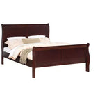 Okak 56 Lit traîneau complet en bois massif avec tête et pied de lit, design sûr à profil bas pour chambre d'enfant, cerisier