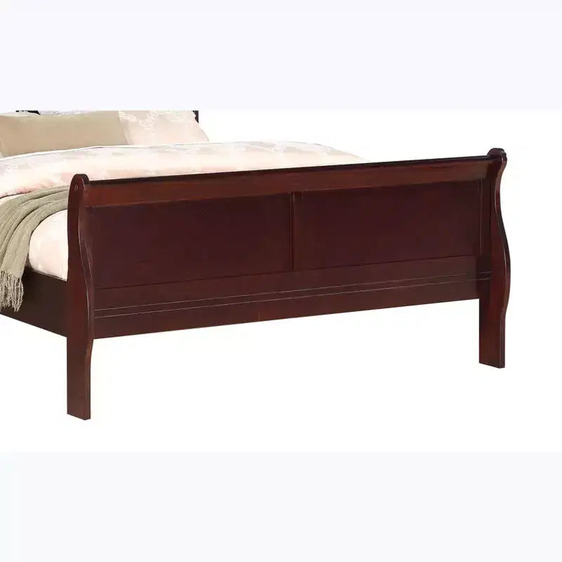 Okak 56 Lit traîneau complet en bois massif avec tête et pied de lit, design sûr à profil bas pour chambre d'enfant, cerisier