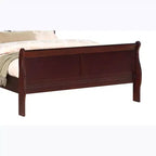 Okak 56 Lit traîneau complet en bois massif avec tête et pied de lit, design sûr à profil bas pour chambre d'enfant, cerisier
