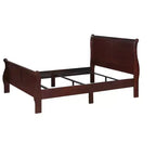 Okak 56 Lit traîneau complet en bois massif avec tête et pied de lit, design sûr à profil bas pour chambre d'enfant, cerisier