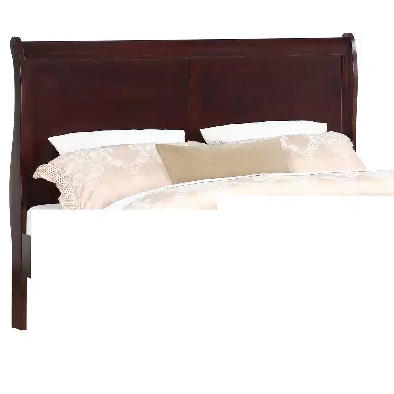 Okak 56 Lit traîneau complet en bois massif avec tête et pied de lit, design sûr à profil bas pour chambre d'enfant, cerisier