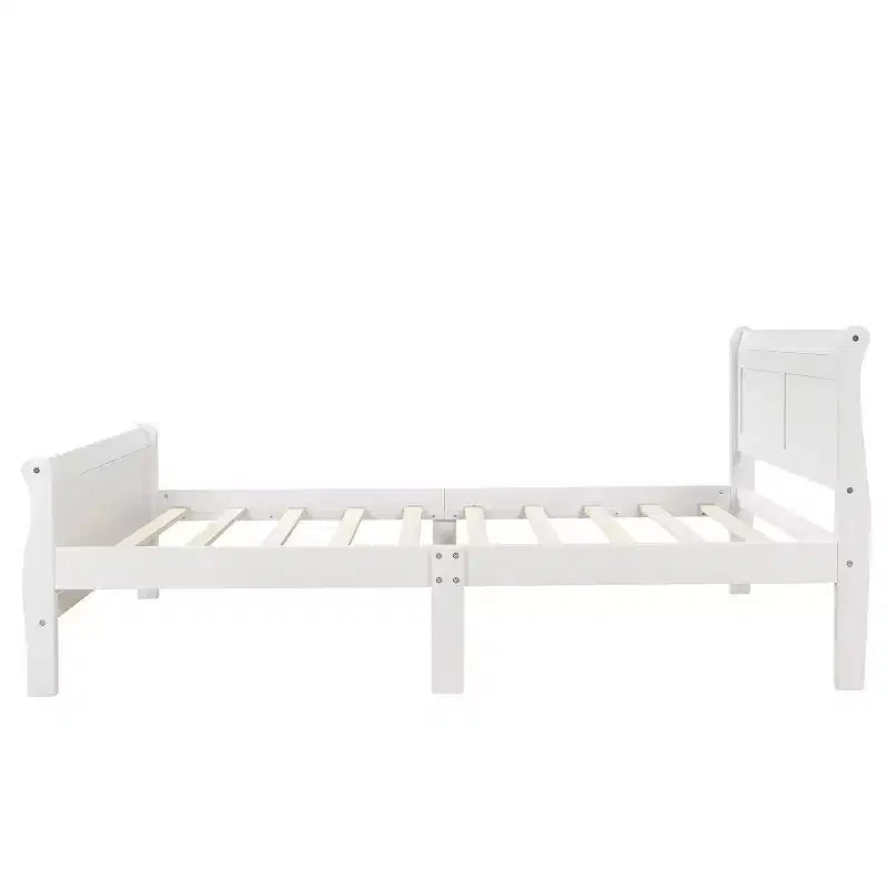 Lit plateforme en bois, cadre de lit simple, sommier avec tête et pied de lit, et lattes en bois