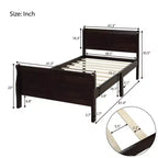 Lit plateforme en bois, cadre de lit simple, sommier avec tête et pied de lit, et lattes en bois