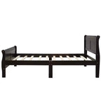 Lit plateforme en bois, cadre de lit simple, sommier avec tête et pied de lit, et lattes en bois