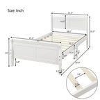 Lit plateforme en bois, cadre de lit simple, sommier avec tête et pied de lit, et lattes en bois
