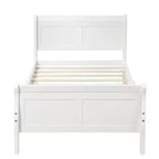 Lit plateforme en bois, cadre de lit simple, sommier avec tête et pied de lit, et lattes en bois