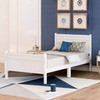 Lit plateforme en bois, cadre de lit simple, sommier avec tête et pied de lit, et lattes en bois