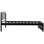 Lit plateforme en bois avec tête et pied de lit, support à lattes en bois, format jumeau, expresso