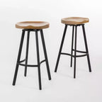 Tabourets de bar pivotants sans dossier GDFStudio Malia en pin et fer de 80 cm (Lot de 2)