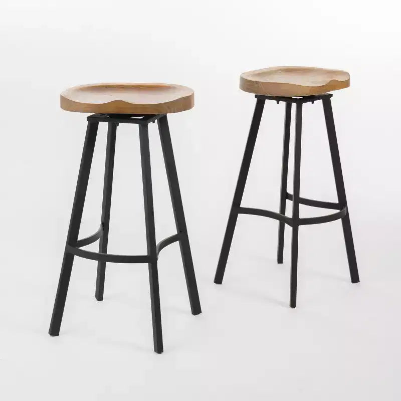 Tabourets de bar pivotants sans dossier GDFStudio Malia en pin et fer de 80 cm (Lot de 2)
