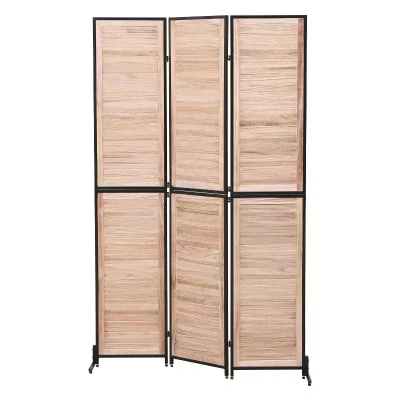 MAYEERTY Paravent à 3 panneaux 1,80 m, en bois, écran d'intimité pliant, marron, séparateur de pièce autoportant