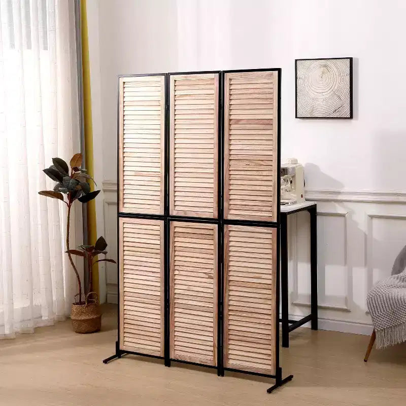 MAYEERTY Paravent à 3 panneaux 1,80 m, en bois, écran d'intimité pliant, marron, séparateur de pièce autoportant
