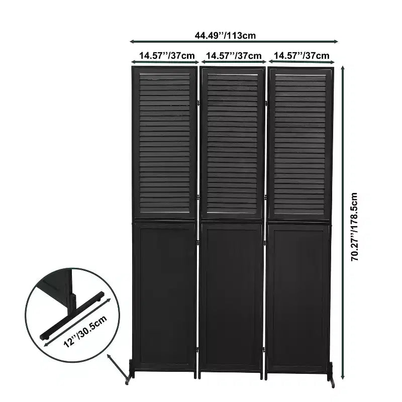 MAYEERTY Paravent à 3 panneaux 1,80 m, en bois, écran d'intimité pliant, marron, séparateur de pièce autoportant